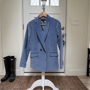 Talbots Blue Corduroy Velvet Double-Button Blazer